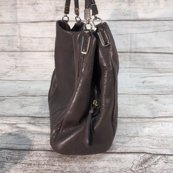 Coach Brown Pebbled Leather Double-Zip Shoulder Bag Madison Bag Women’s One Size - Picture 2 of 12